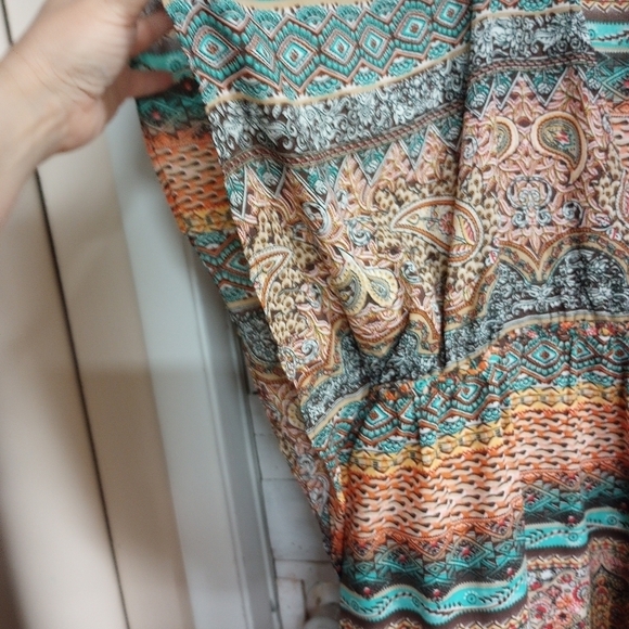 Fashion Fuse Kimono Kaftan Coverup Top Boho Print Tie Waist, Size Medium - Picture 8 of 12